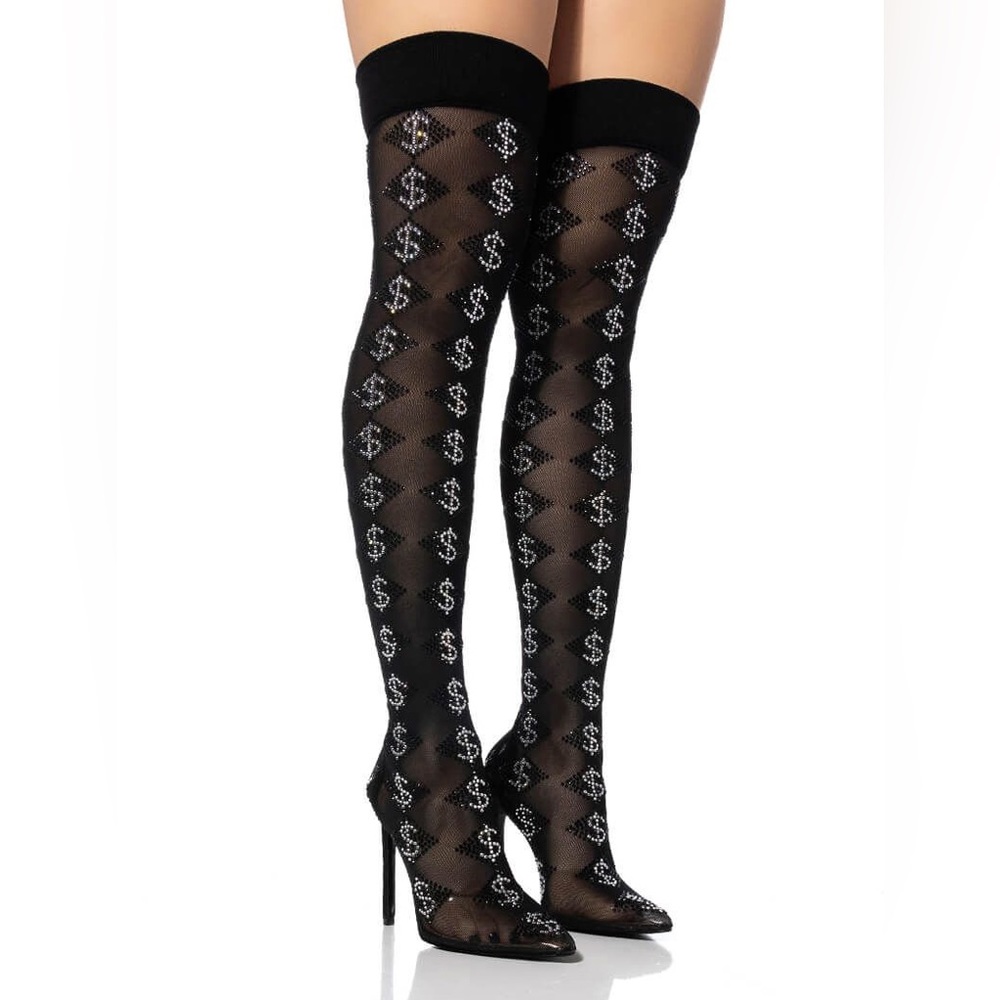 BLING BLING STILETTO BOOT IN BLACK